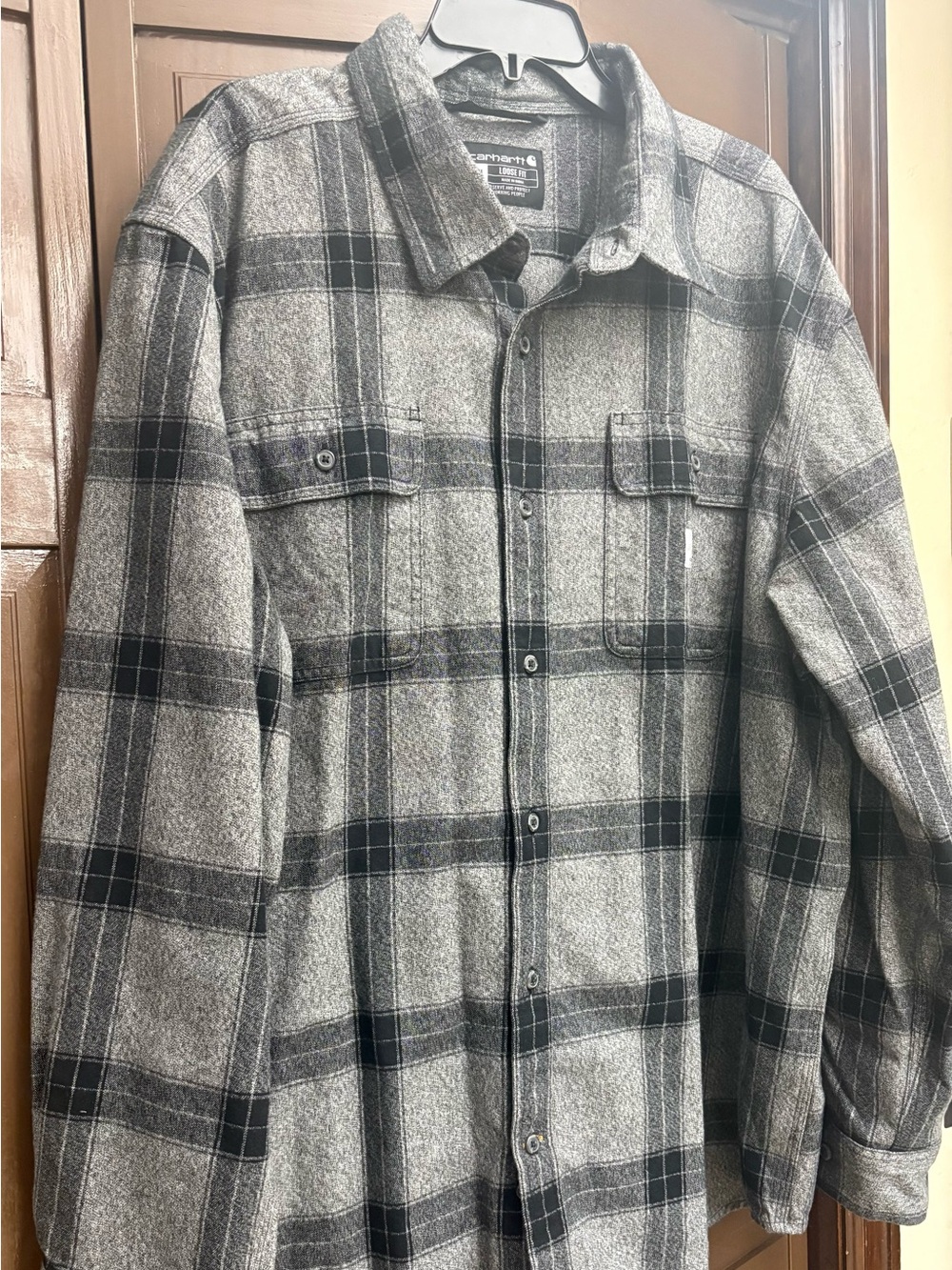 Carhartt Gray and Black Plaid Lightweight Shirt Jacket